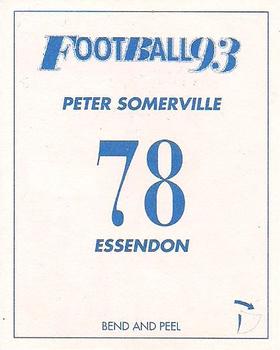 1993 Select AFL Stickers #78 Peter Somerville Back